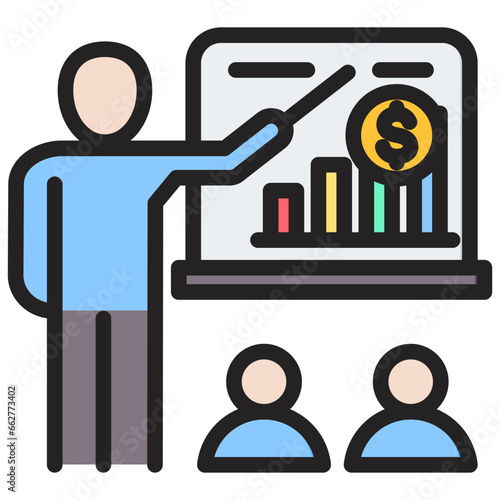 Business Training Outline Color Icon