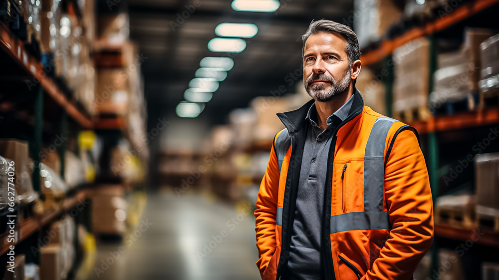 Professional men working together in a warehouse. Fulfillment, logistics, transportation background Professional men working together in a warehouse. Fulfillment, logistics, transportation background