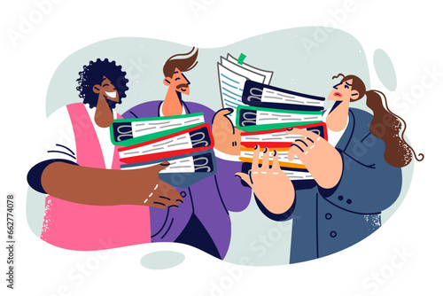 Boss gives different amounts documents to female employees, demonstrating unfair distribution work