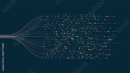 Big data visualization. Social network, financial analysis of complex databases. Data mining. Vector technology background. Information analytics concept.