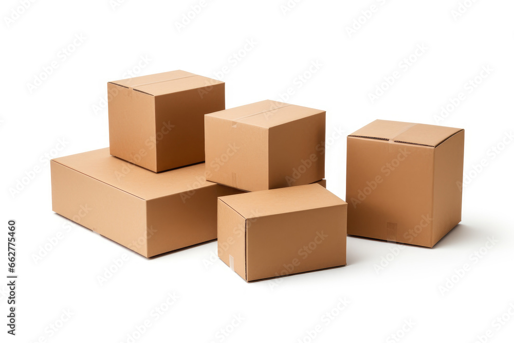 closed cardboard boxes on white background closed cardboard boxes on white background