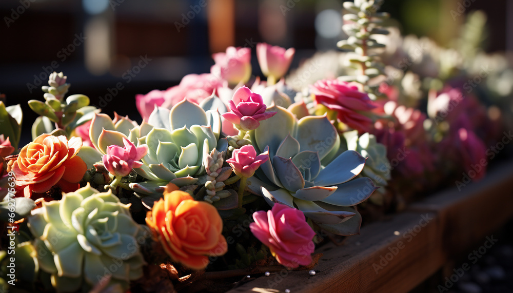 Fototapeta premium Nature beauty in a bouquet, vibrant colors create a pattern generated by AI