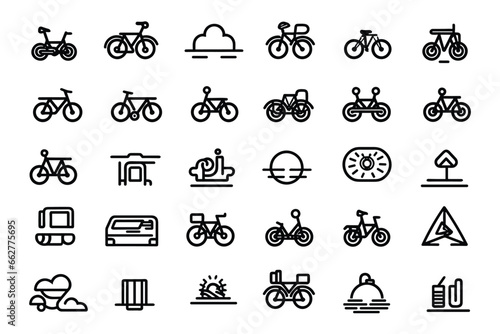 Bicycle icon, cycling, bike transportation, pedal power, eco-friendly commuting, transportation icons set, thin line bicycle vector icon