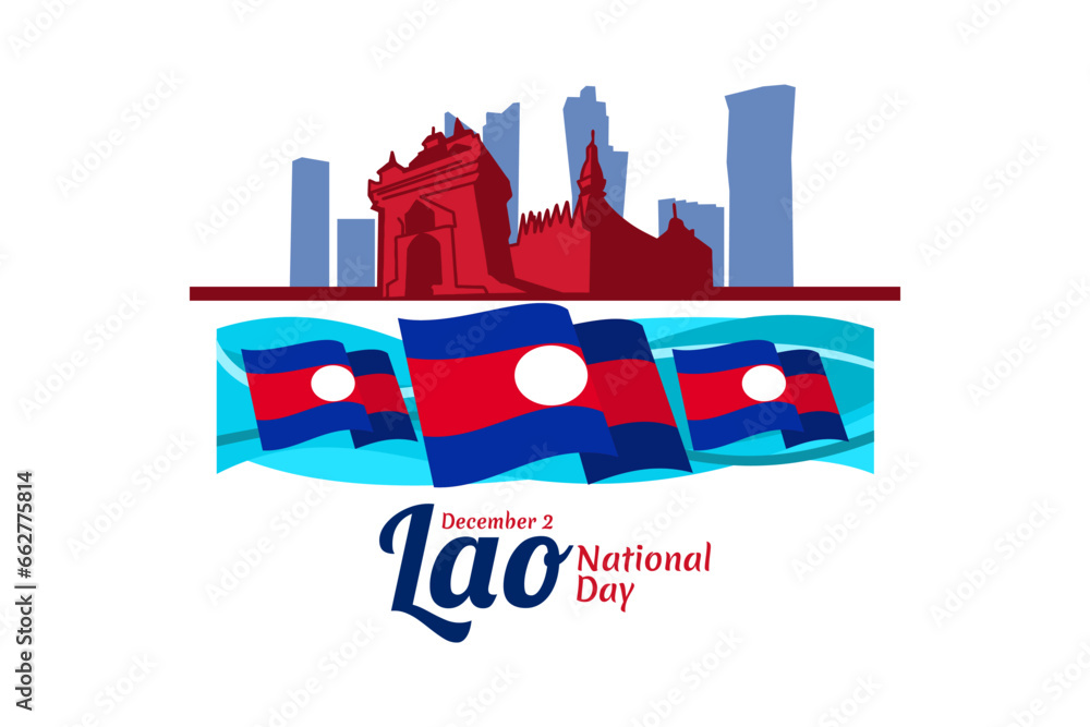 Obraz premium December 2, National Day of Laos vector illustration. Suitable for greeting card, poster and banner. 