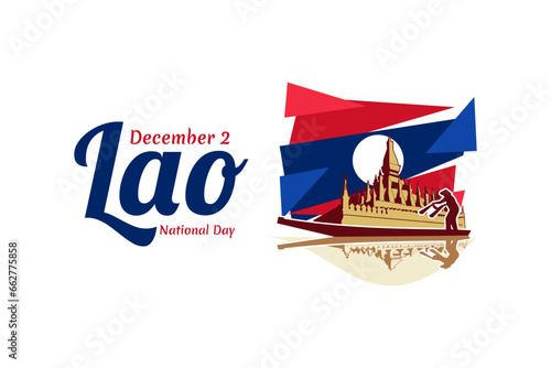 December 2, National Day of Laos vector illustration. Suitable for greeting card, poster and banner. 