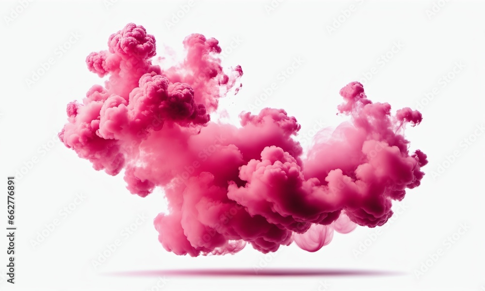  pink smoke cloud isolated white background