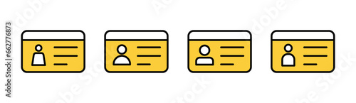 License icon set for web and mobile app. ID card icon. driver license, staff identification card