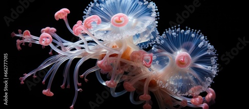 Hydra are small freshwater creatures in the phylum Cnidaria class Hydrozoa With copyspace for text © 2rogan