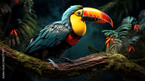 Colorful Toucan on Branch