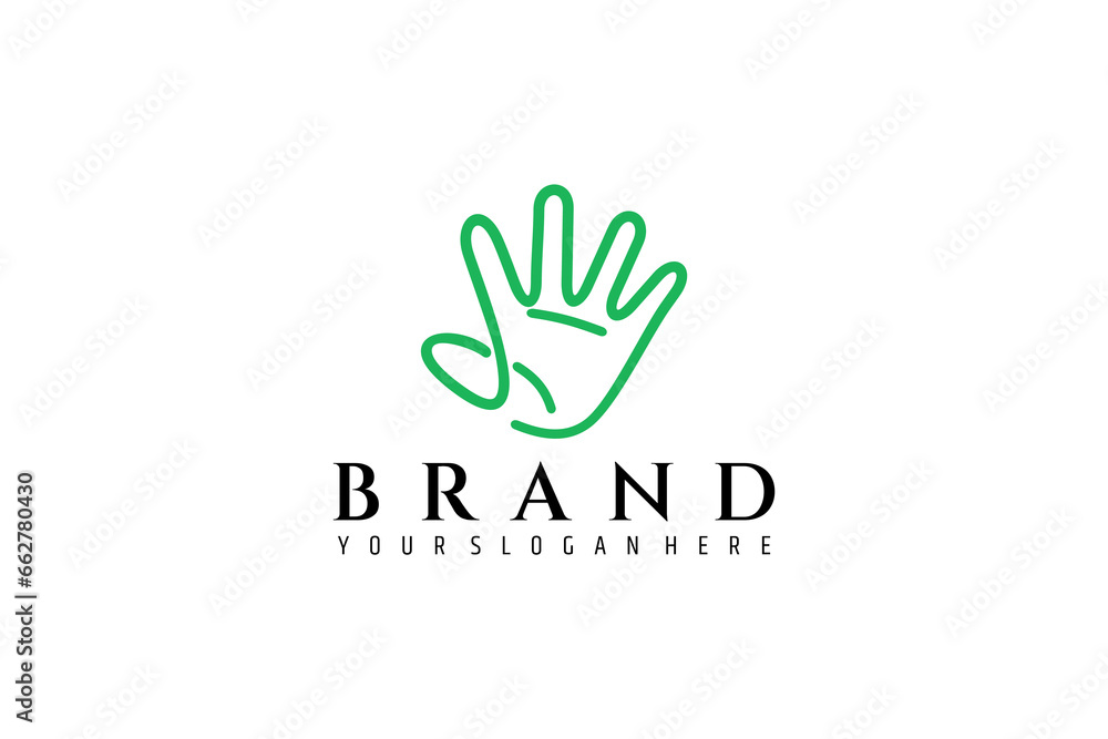 Hands waving. Palm movement. Line art design logo symbol Hands waving. Palm movement. Line art design logo symbol