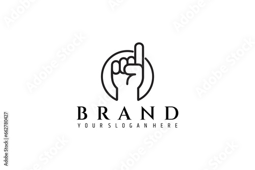 One hand logo or one finger logo, logo vector line design template