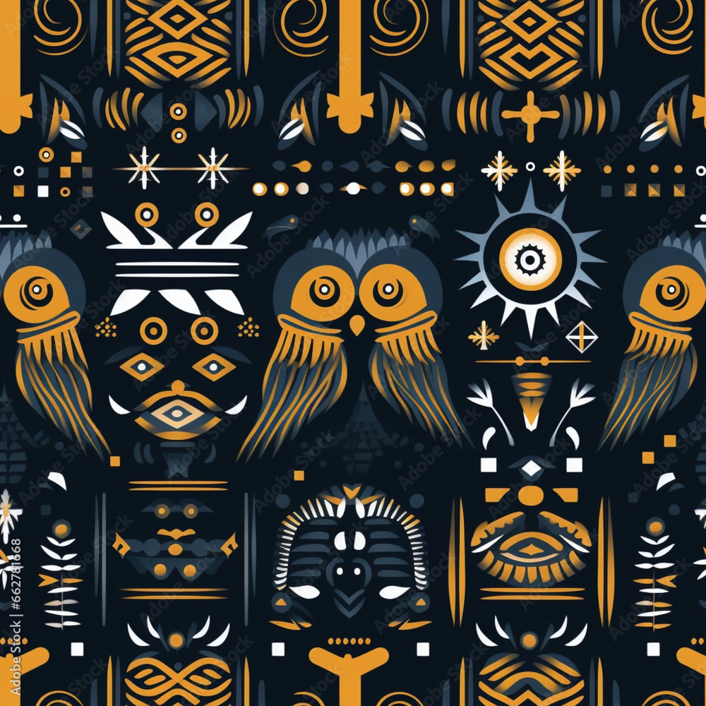 Fototapeta premium Athena's Wisdom: Minimalistic Owl seamless Pattern. 
