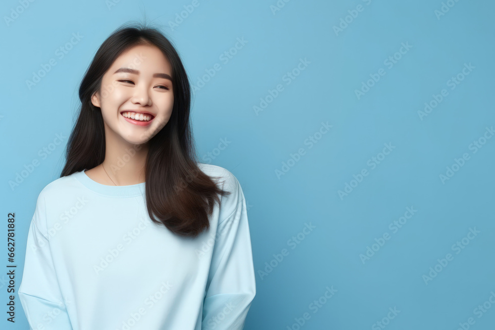 Teenager smiling stand isolated on pastel color background studio. Teenager smiling stand isolated on pastel color background studio.