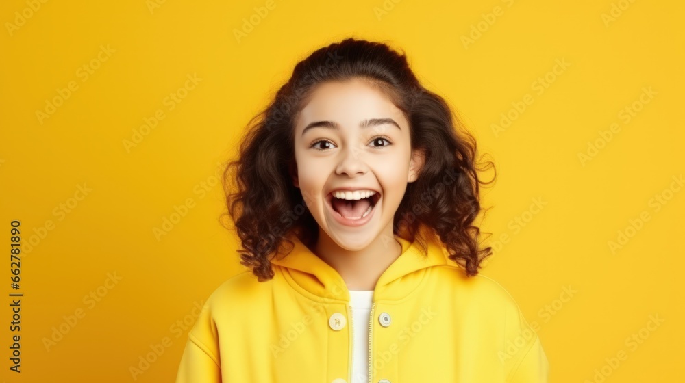 Teenager smiling stand isolated on pastel color background studio. Teenager smiling stand isolated on pastel color background studio.