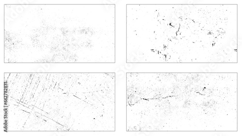 Set of for grunge textures. Vector distress overlay textures.
