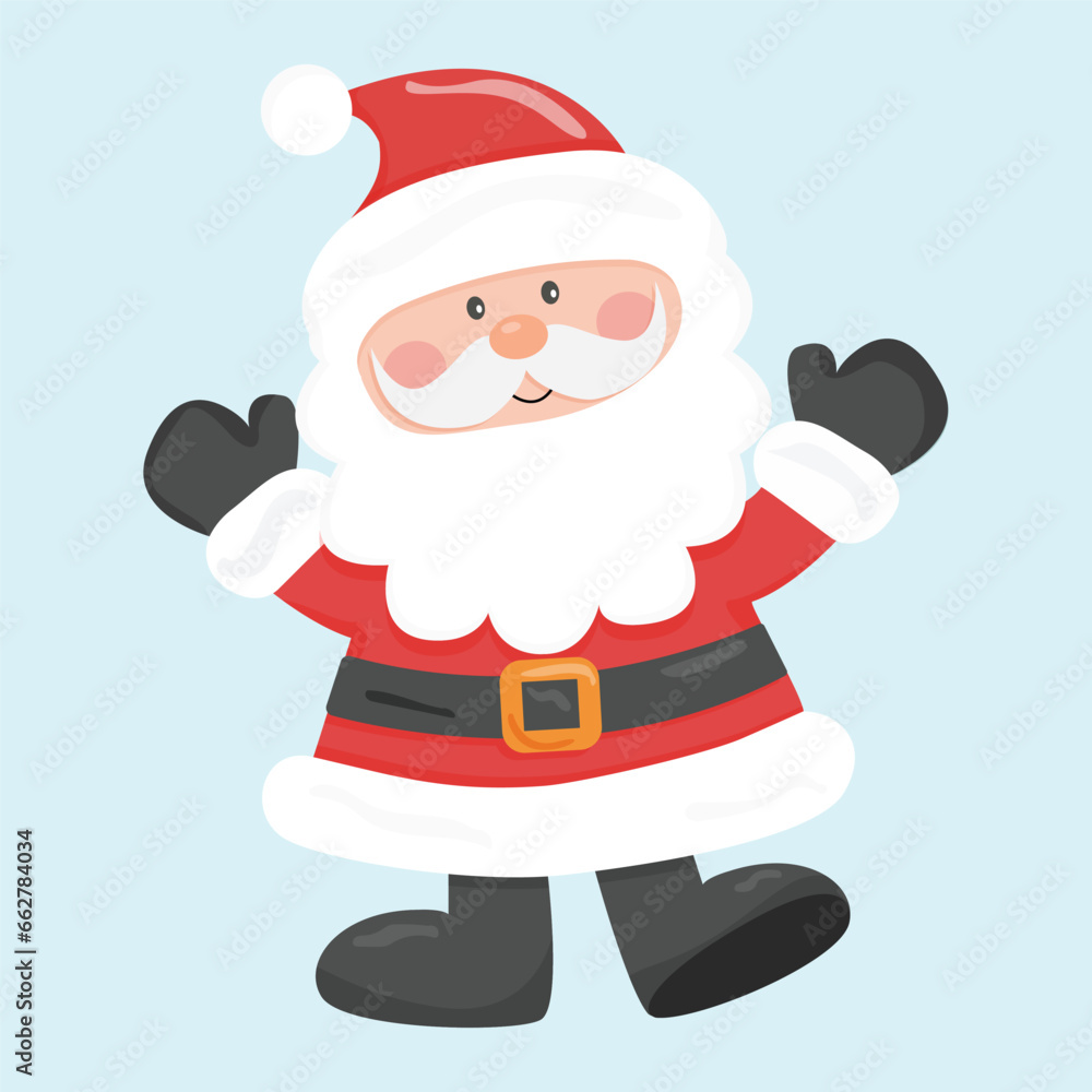 Vector cartoon illustration of a friendly smiling Santa Claus on a green background. Vector cartoon illustration of a friendly smiling Santa Claus on a green background.