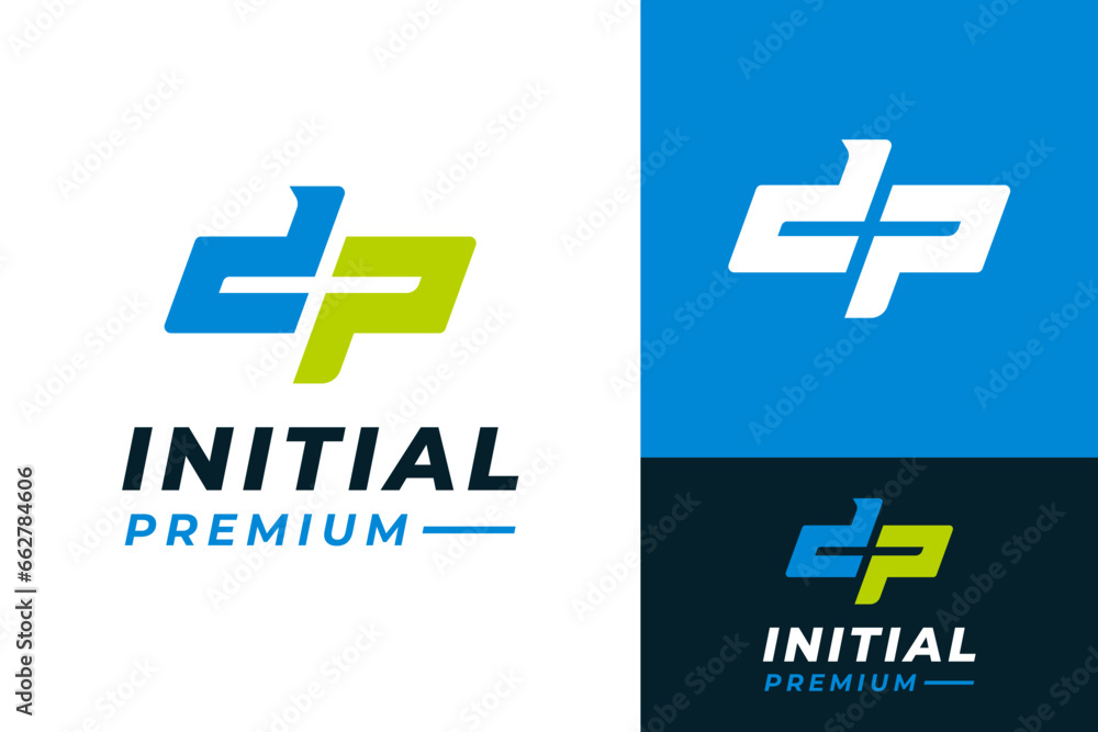 Creative Initial DP PD Sport Training Gym Athlete Dumbbell Power Fitness Logotype Logo Design Branding Template - obrazy, fototapety, plakaty 