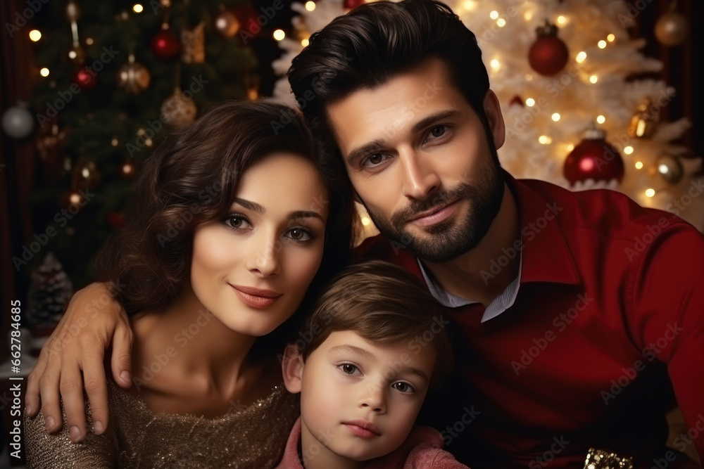 Happy family celebrate Christmas in home Happy family celebrate Christmas in home