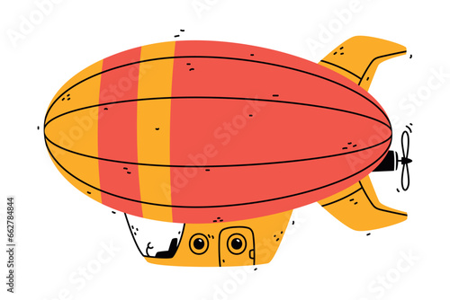 Aerostat as Aircraft Flying in the Air Vector Illustration