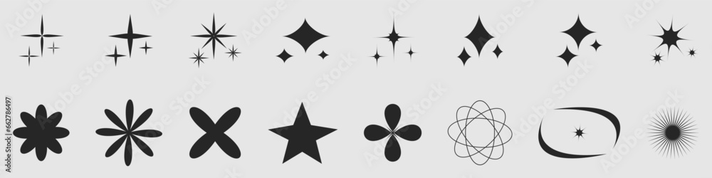 Stars collection. Set of Element Stars shapes. Sparkle Stars vector icons. Shine icons
