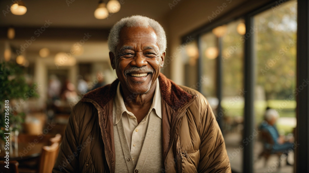 Happy beautiful elderly retired black man in a bar enjoying her retirement
Happy beautiful elderly retired black man in a bar enjoying her retirement