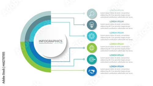 Presentation business infographic template with 6 options. Vector illustration. photo