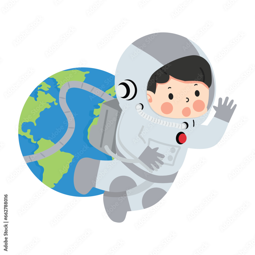 Kid girl Astronaut with earth Kid girl Astronaut with earth