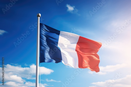 French flag flying on a flagpole