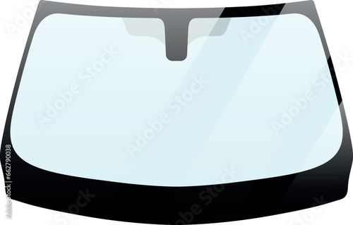 Car glass windshield with light reflection, new clean front window windscreen for car graphic illustrations 