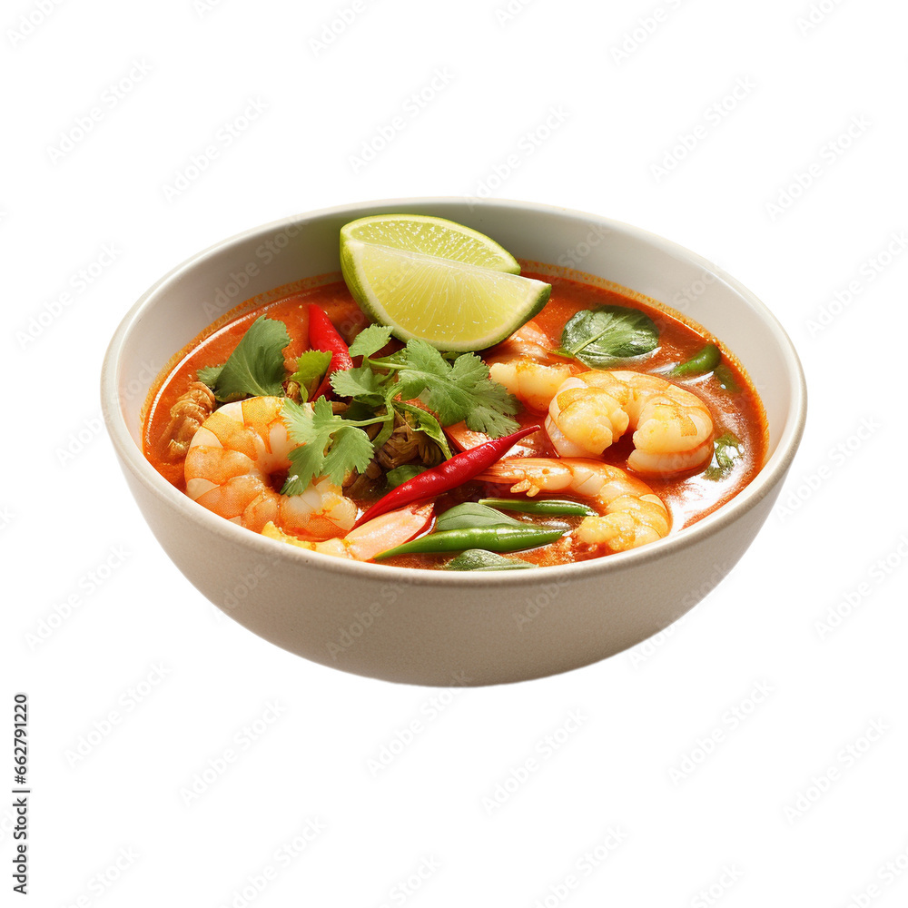 spicy tom yum with shrimps and lime isolated on white background, ai generated spicy tom yum with shrimps and lime isolated on white background, ai generated