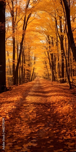 autumn fall foliage and trees with orange leaves in the park.