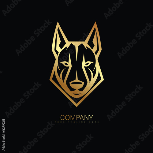 Dog pet vector logo. Luxury Dog Face vector line photo