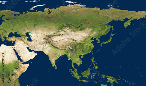 3D illustration of a highly detailed map of Asia. Elements of this image furnished by NASA.