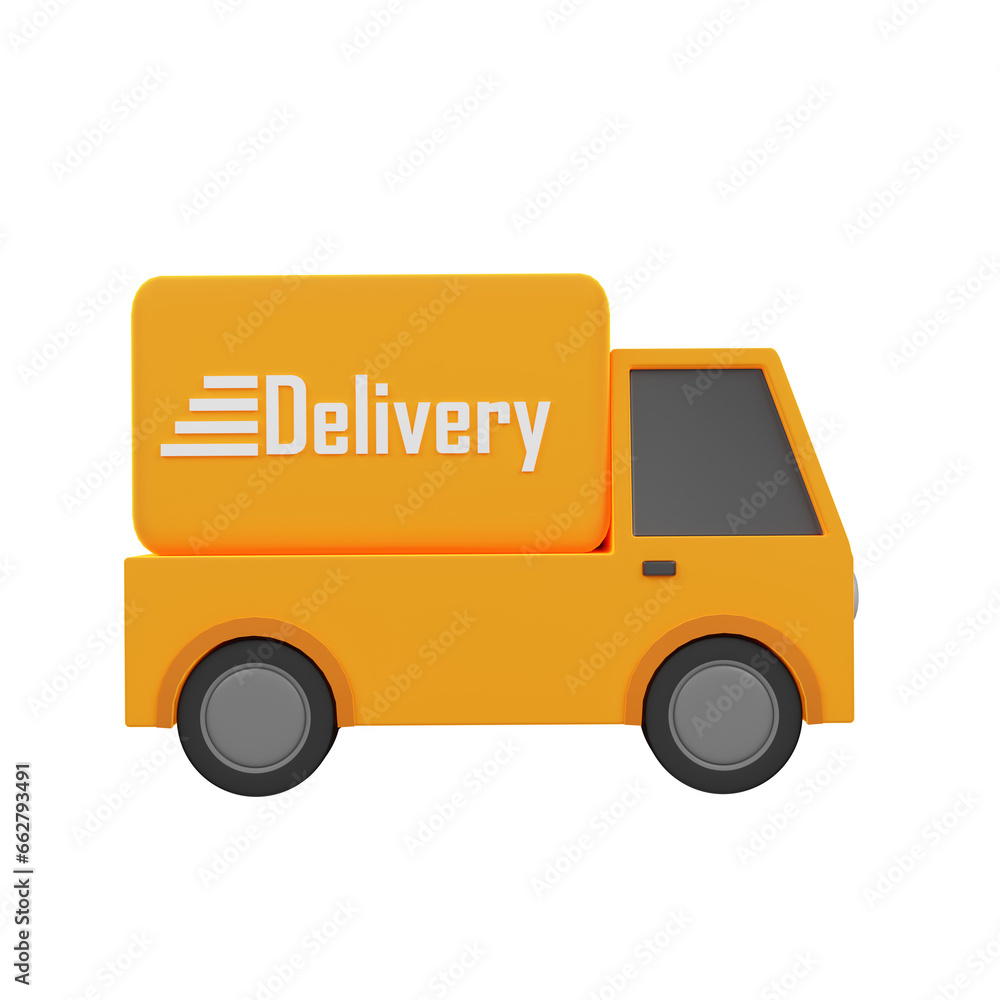 3d minimal delivery truck. product shipping. cargo transportation. delivery service. 3d illustration