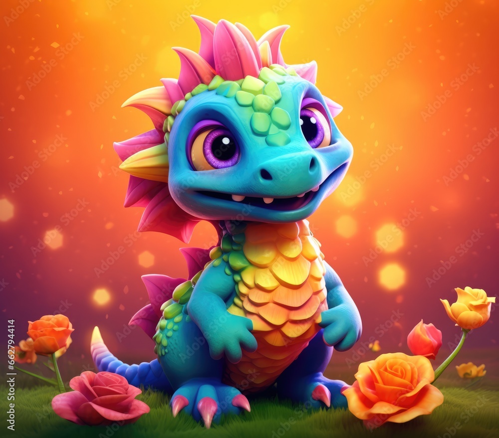Beautiful cute magic dragon with big kind eyes. A wonderful and sweet character. Beautiful cute magic dragon with big kind eyes. A wonderful and sweet character.