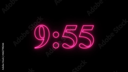 Neon lights timer, laser ray with ten minute counter