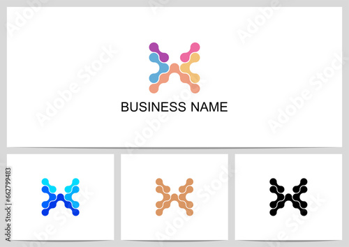 Abstract Linked Dots Connect Graphic Letter Logo Design X