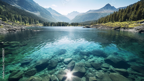 lake in the mountains Generative AI