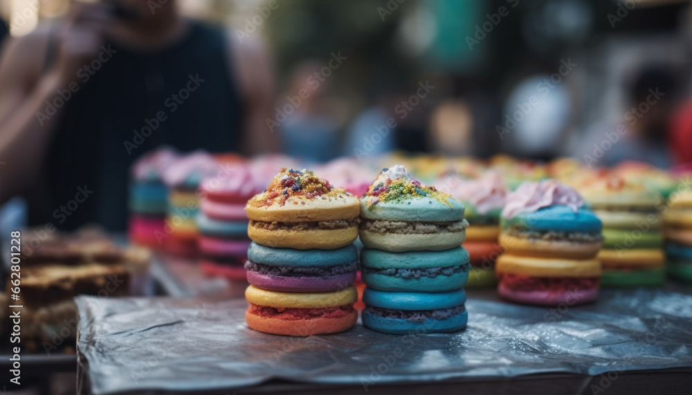 A colorful plate of French macaroons, a sweet indulgence generated by AI A colorful plate of French macaroons, a sweet indulgence generated by AI