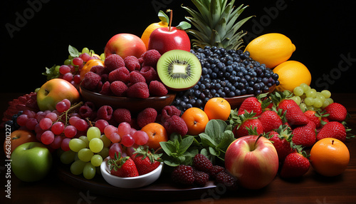 Freshness of fruit  healthy eating  variety of organic  sweet berries generated by AI