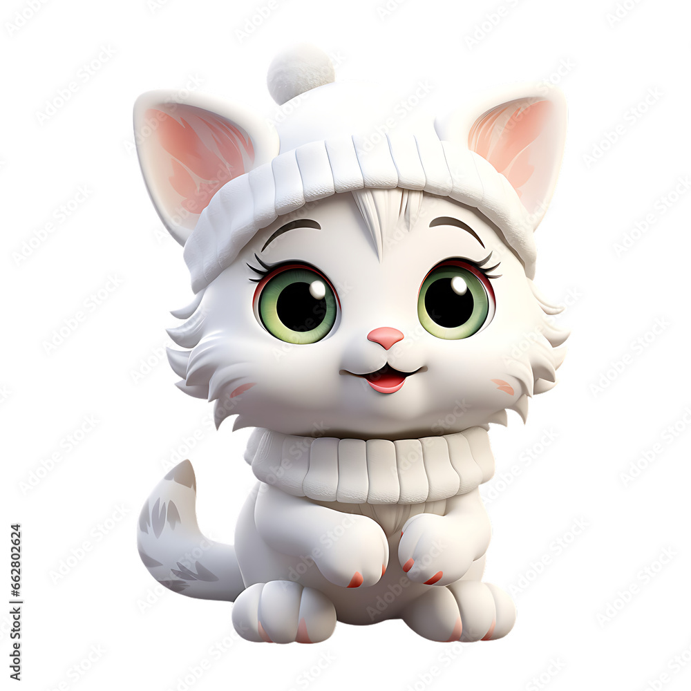3d cute christmas cat mascot character