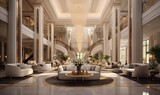 Guests are welcomed into the hotel's lavish lobby, embodying luxury and grace.