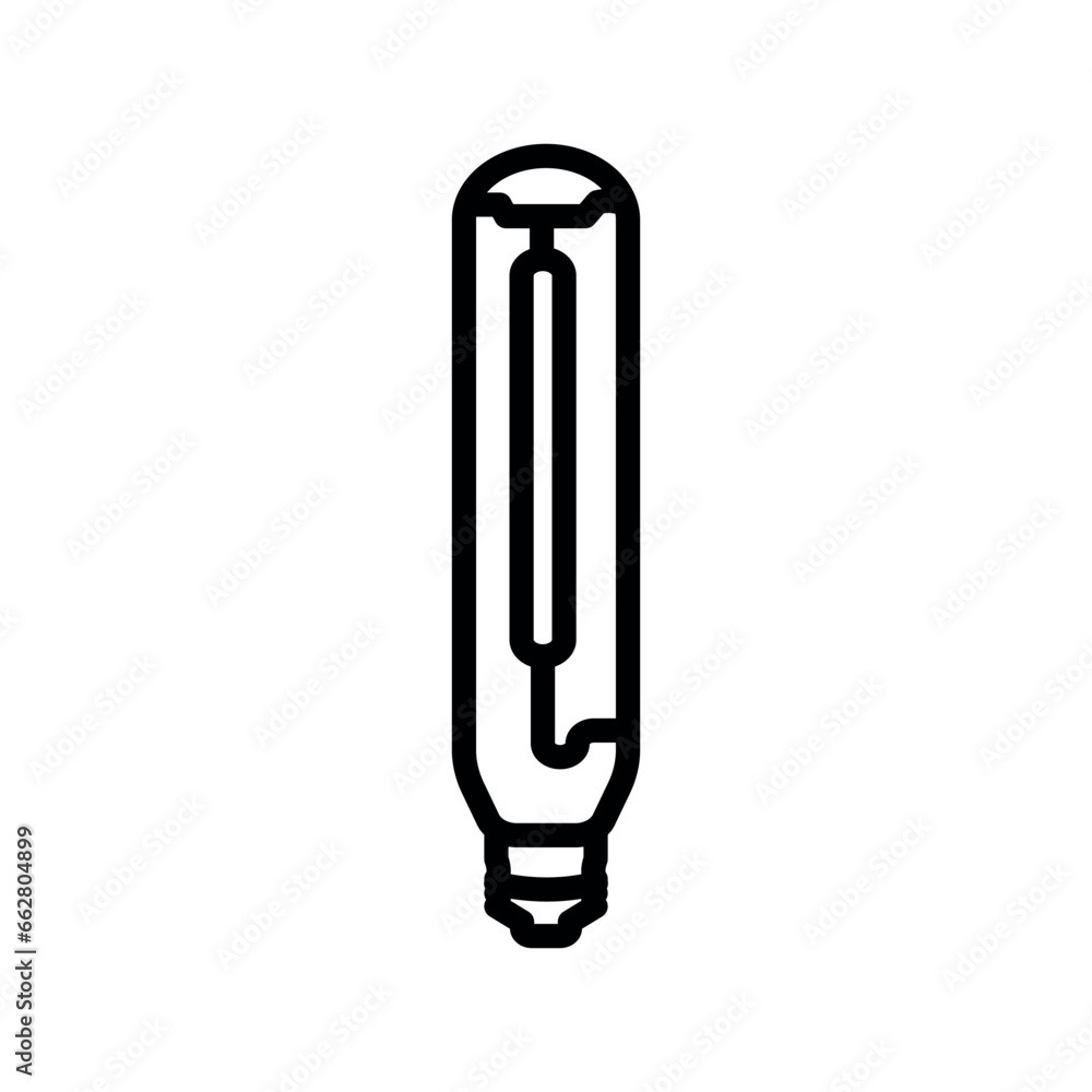 Tubular, T lamp black line icon. Tubular, T lamp black line icon.