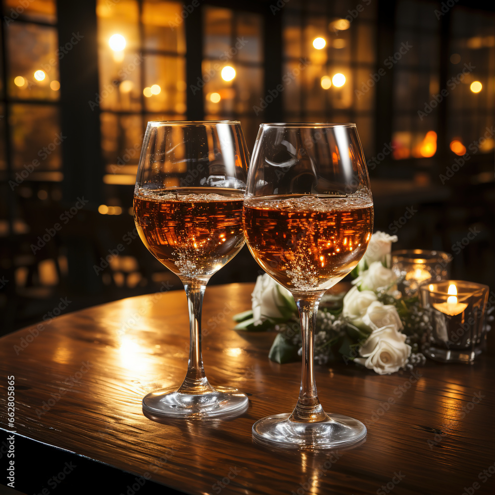 Wine glasses at New Year's holiday party,created with Generative AI tecnology. Wine glasses at New Year's holiday party,created with Generative AI tecnology.