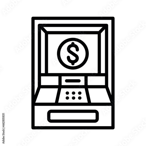 ATM machine black line icon.