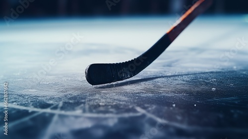 A hockey stick on the ice