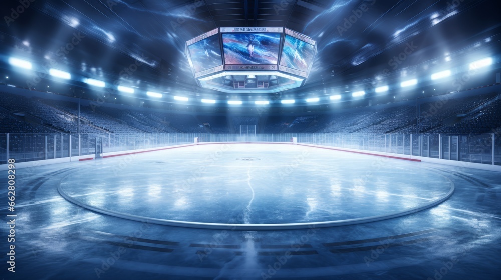 A hockey rink inside an ice rink