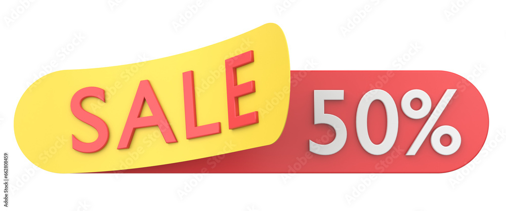 Fifty percent sale. 50% sale. 3D illistration. Fifty percent sale. 50% sale. 3D illistration.