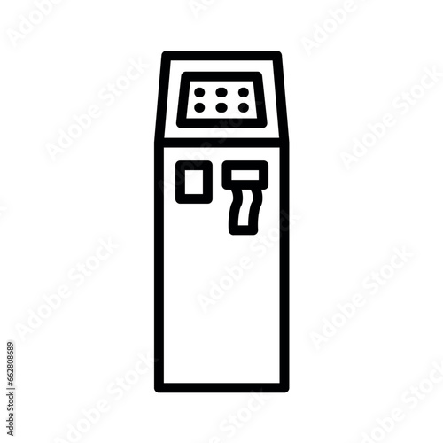 Ticket machine in black line icon. Self service machine