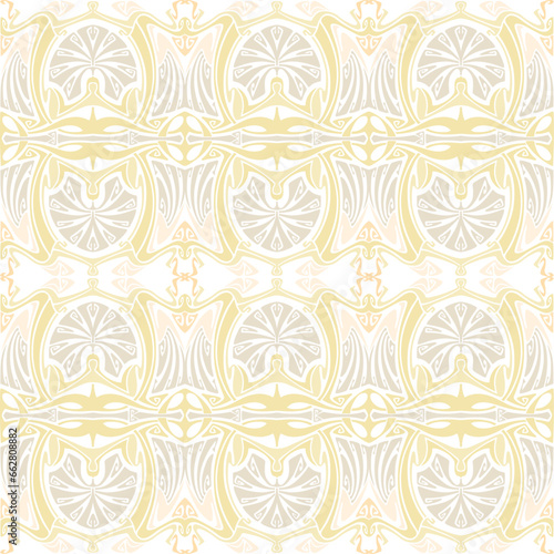 Ornate art nouveau seamless overlay pattern in shades of white